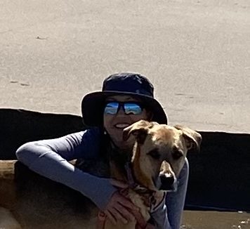 Joyce Aiko with Mia the dog